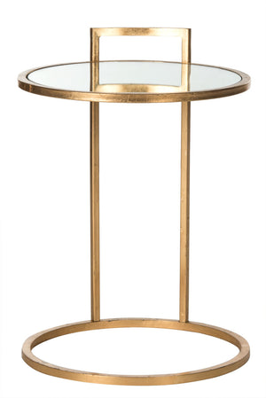 Safavieh Calvin Round Gold Leaf End Table - Gold / Mirror