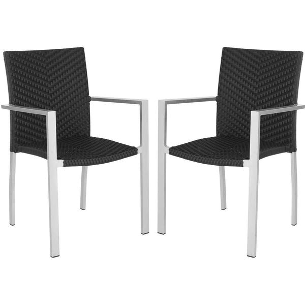 safavieh Safavieh Cordova Indoor-Outdoor Stacking Arm Chair - Black (Set of 2)