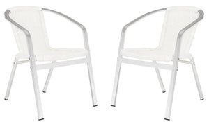 Safavieh Wrangell Indoor-Outdoor Stacking Armchair  - White (Set of 2)