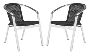 Safavieh Wrangell Indoor-Outdoor Stacking Armchair  - Black (Set of 2)