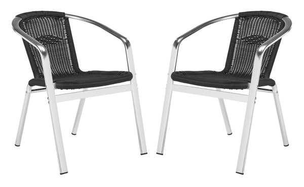 safavieh Safavieh Wrangell Indoor-Outdoor Stacking Armchair - Black (Set of 2)