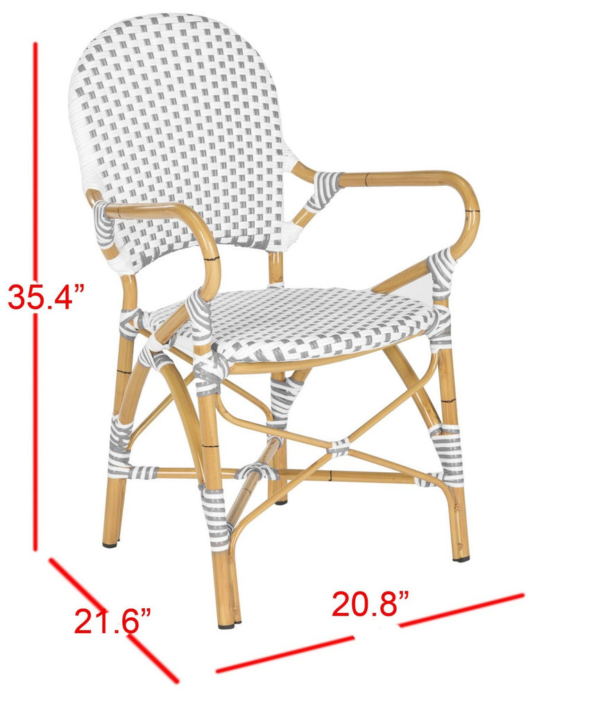 Safavieh Hooper Indoor-Outdoor Stacking Arm Chair - Grey/White/Light Brown (Set of 2)