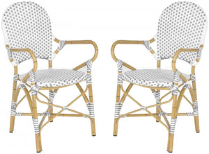 Safavieh Hooper Indoor-Outdoor Stacking Arm Chair - Grey/White/Light Brown (Set of 2)