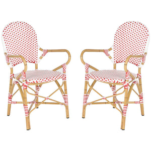 Safavieh Hooper Indoor-Outdoor Stacking Arm Chair - Red/White/Light Brown (Set of 2)
