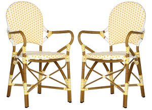 Safavieh Hooper Indoor-Outdoor Stacking Arm Chair - Yellow/White/Light Brown (Set of 2)