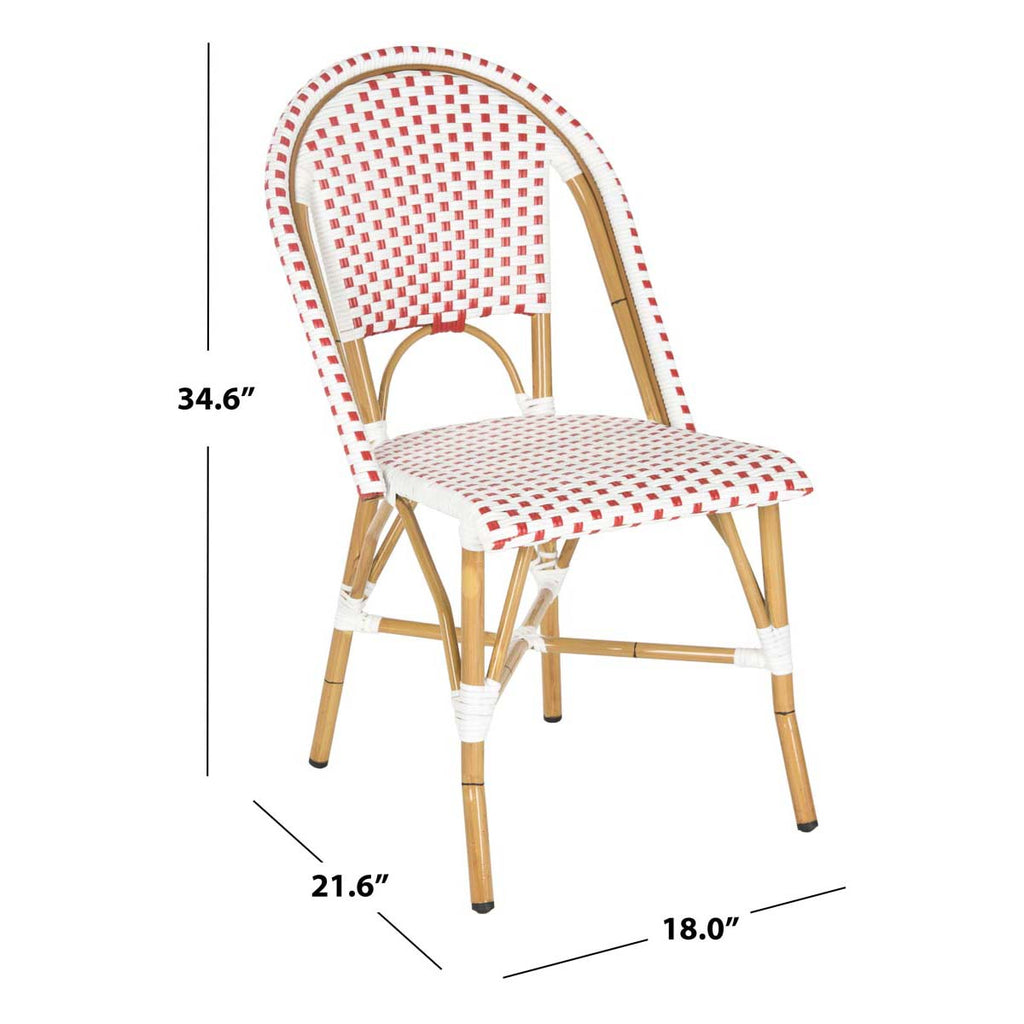 Safavieh Salcha Indoor-Outdoor French Bistro Side Chair - Red/White/Light Brown (Set of 2)