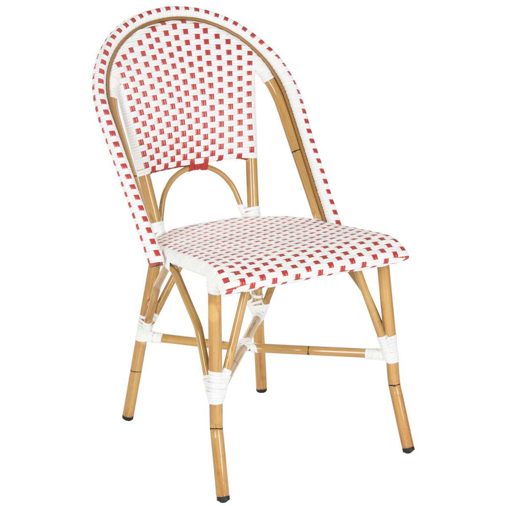 Safavieh Salcha Indoor-Outdoor French Bistro Side Chair - Red/White/Light Brown (Set of 2)