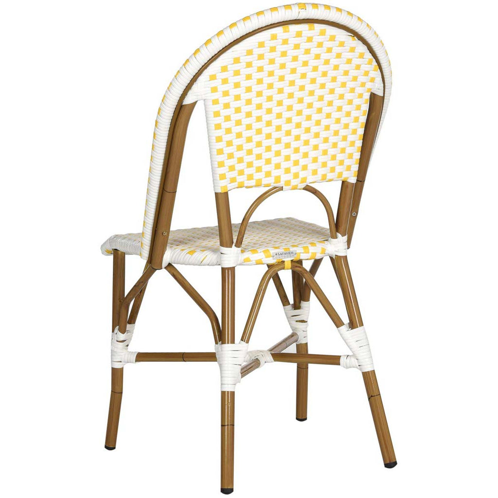 Safavieh Salcha Indoor-Outdoor French Bistro Side Chair - Yellow/White/Light Brown (Set of 2)