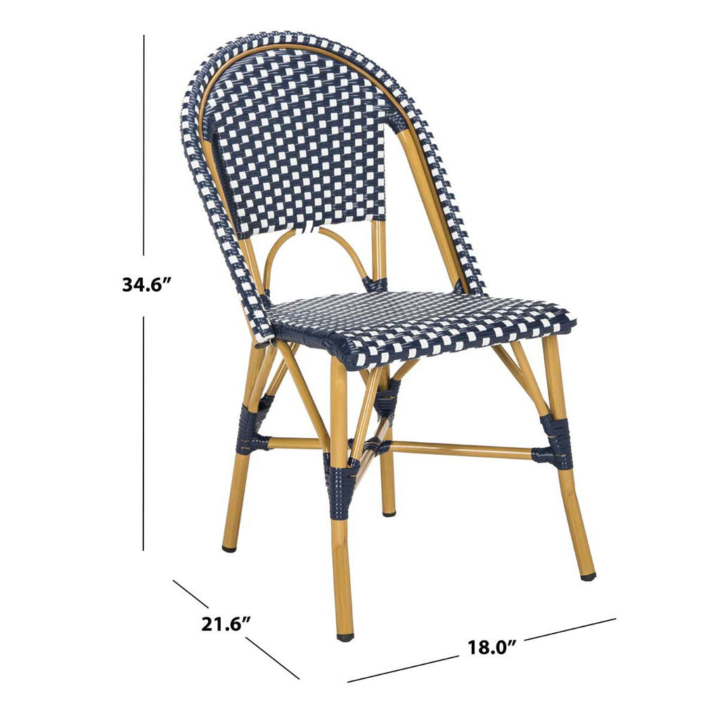 Safavieh Salcha Indoor-Outdoor French Bistro Side Chair - Navy/White/Light Brown (Set of 2)