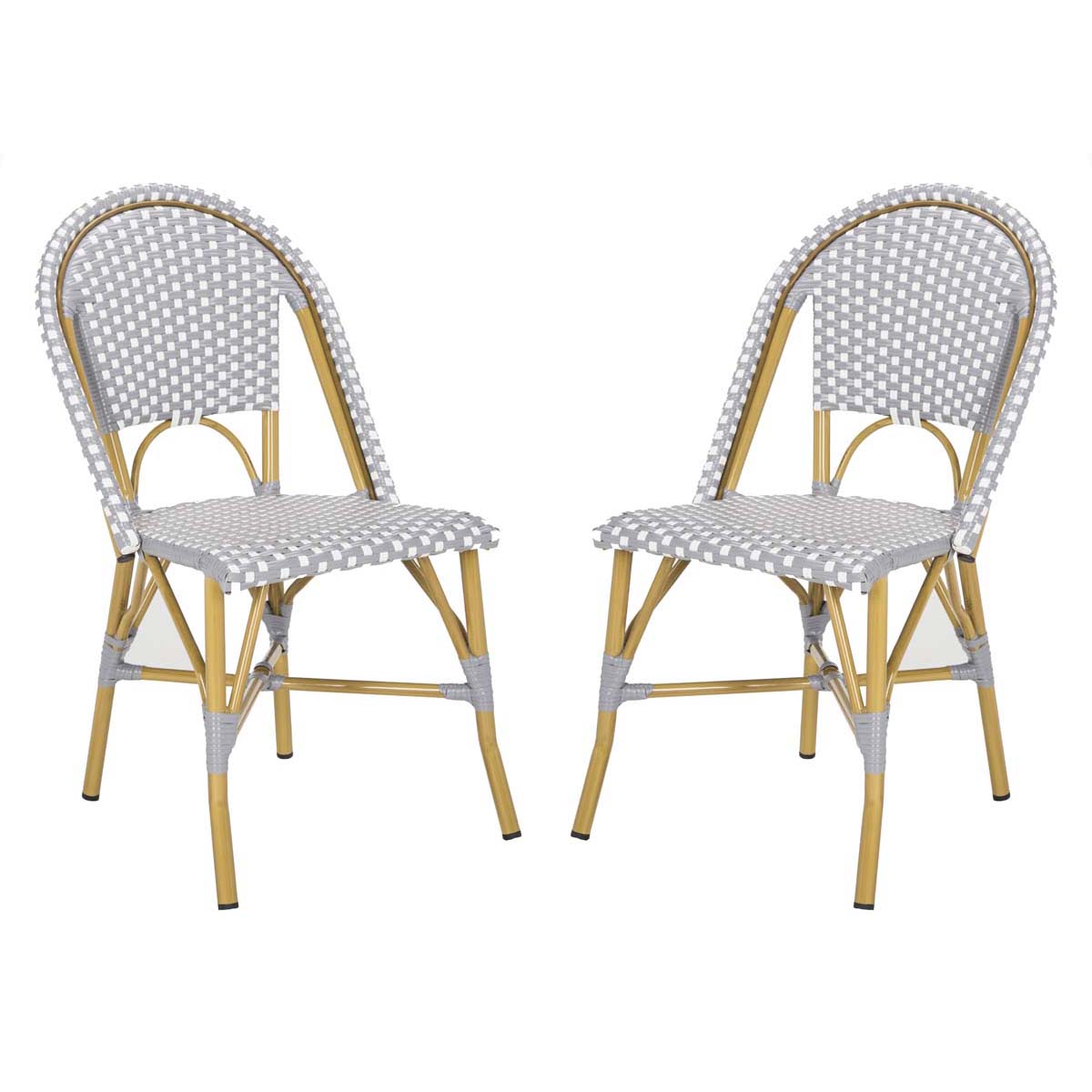 Safavieh Salcha Indoor-Outdoor French Bistro Side Chair Grey/White/L