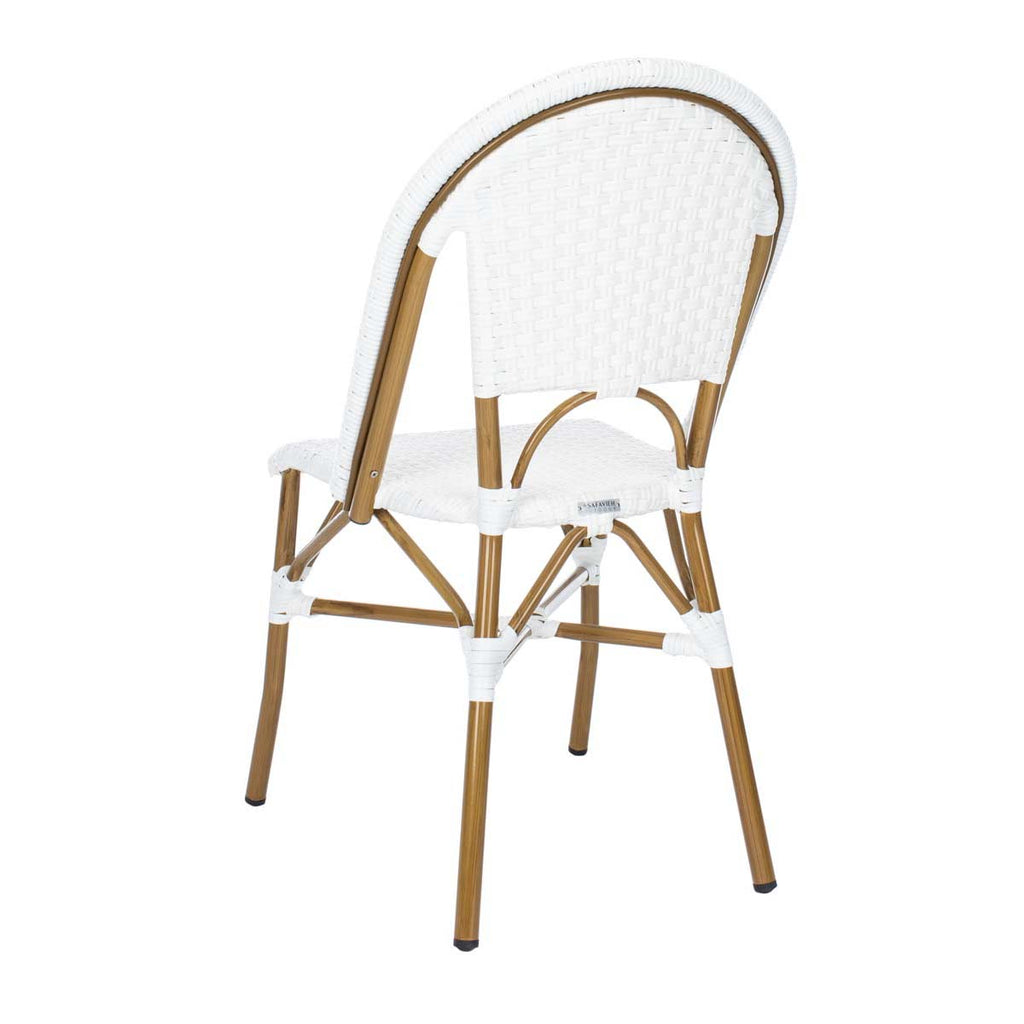 Safavieh Salcha Indoor-Outdoor French Bistro Side Chair - White/Light Brown (Set of 2)