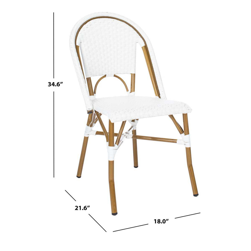 Safavieh Salcha Indoor-Outdoor French Bistro Side Chair - White/Light Brown (Set of 2)