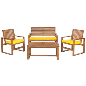Safavieh Ozark 4 Pc Outdoor Living Set - Brown/Yellow