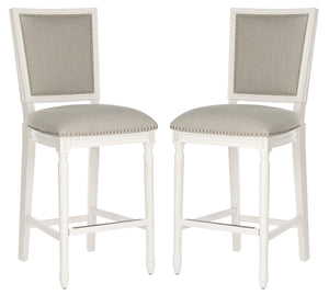 Safavieh Buchanan Rectangle Bar Stool-Light Grey/Cream (Set of 2)