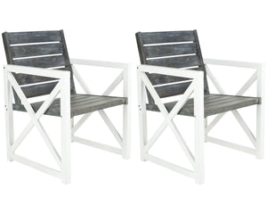 Safavieh Irina Armchair - White/Ash Grey (Set of 2)