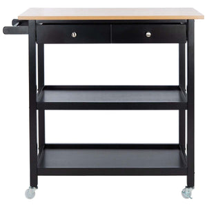 Safavieh Cohyn 2 Drawer 2 Shelf Kitchen Cart - Natural / Black
