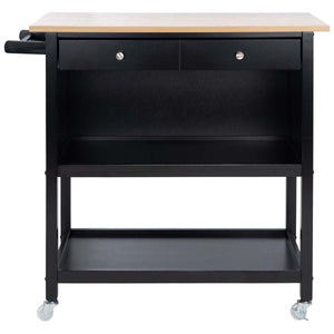 Safavieh Daley 2 Drawer 2 Shelf Kitchen Cart - Natural / Black