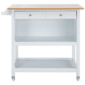 Safavieh Daley 2 Drawer 2 Shelf Kitchen Cart - Natural / White