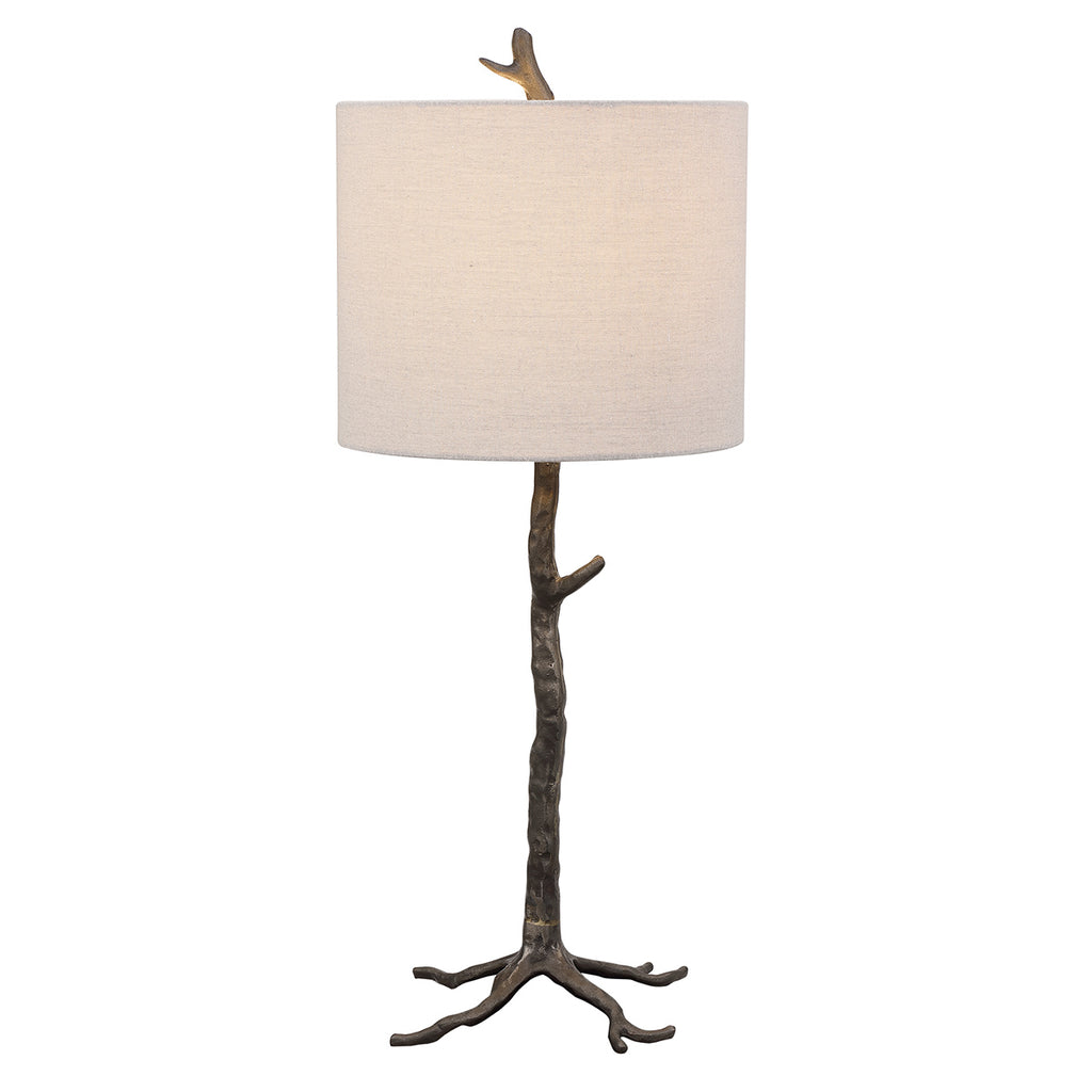 Home Decor Organic Base Table Lamp - Dark Gunmetal And Accented With Gold Highlights