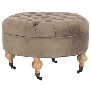 Safavieh Clara Tufted Round Ottoman - Mushroom
