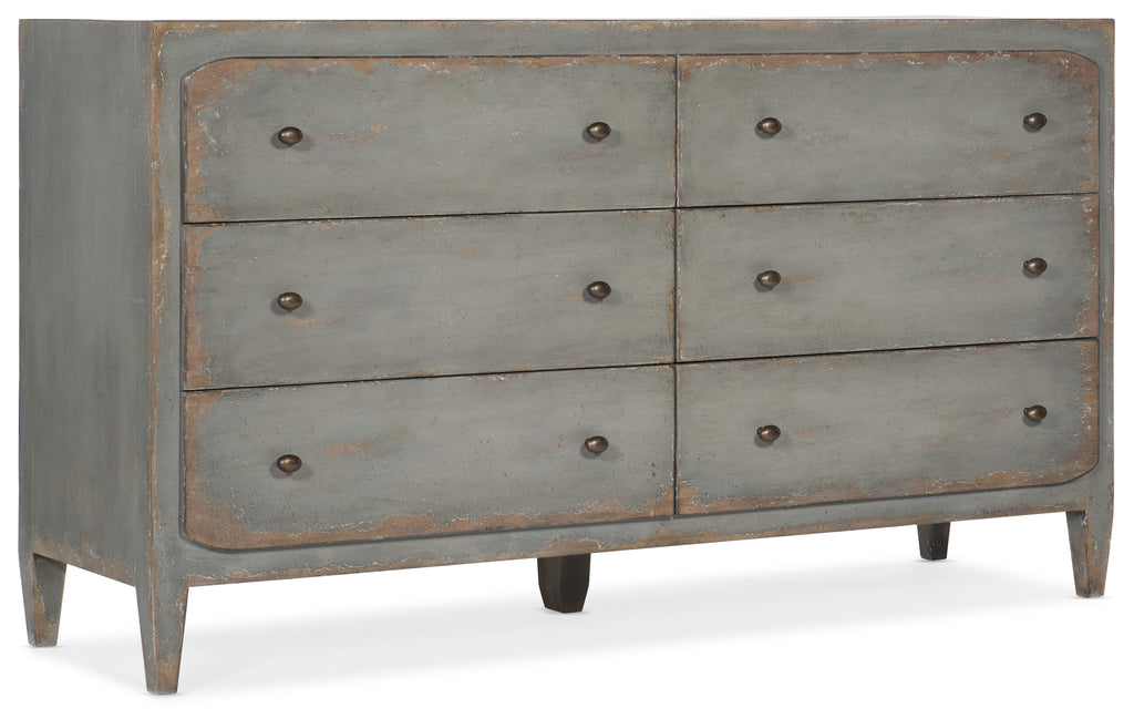 Ciao Bella Six-Drawer Dresser- Speckled Gray | Hooker Furniture - 5805-90002-95