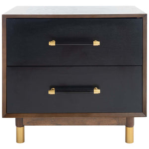Safavieh Justice 2 Drawer Nightstand - Walnut / Black