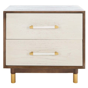 Safavieh Justice 2 Drawer Nightstand - Walnut / White Washed