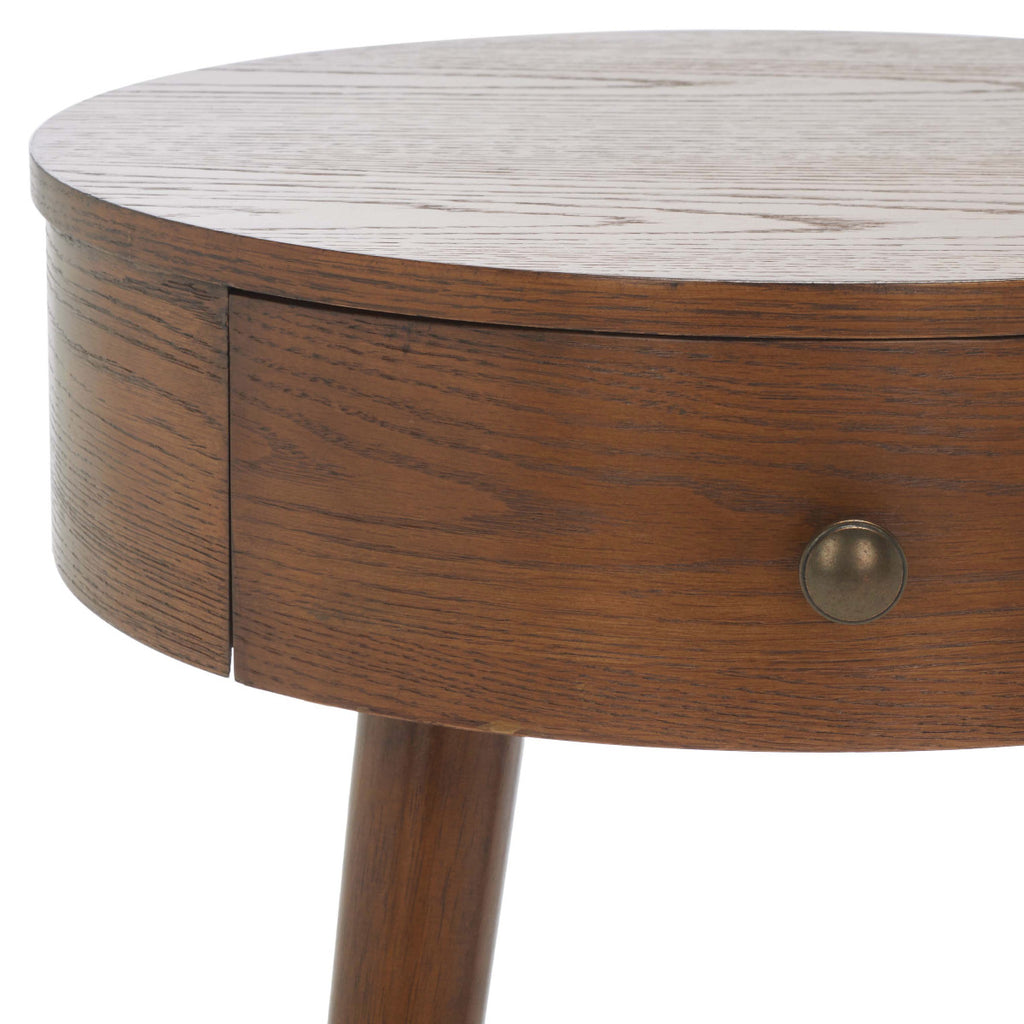 Safavieh Scully 1 Drawer Nightstand - Medium Oak / Gold Knobs & Cross Bar