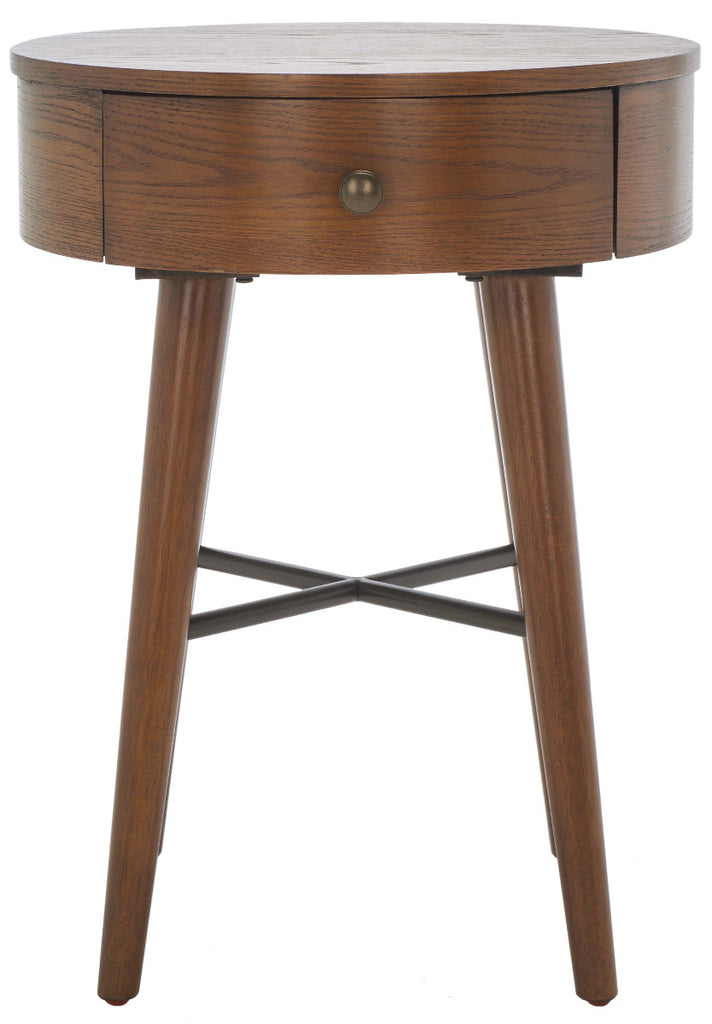 Safavieh Scully 1 Drawer Nightstand - Medium Oak / Gold Knobs & Cross Bar