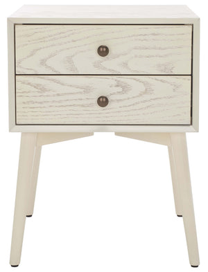 Safavieh Scully 2 Drawer Nightstand - White Wash /Gold