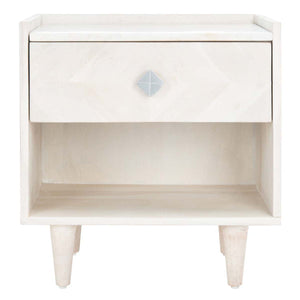 Safavieh Tahseen Parquet Nightstand - White Washed / Silver