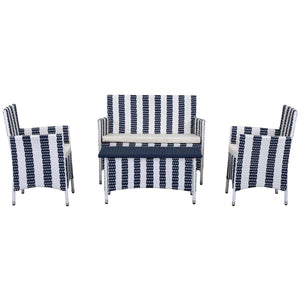 Safavieh Figueroa 4 Pc Outdoor Set - Navy/White