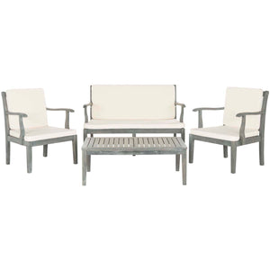 Safavieh Fresno 4Pc Outdoor Living Set - Ash Grey/Beige