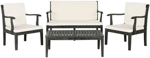 Safavieh Fresno 4Pc Outdoor Living Set - Dark Slate Grey/Beige