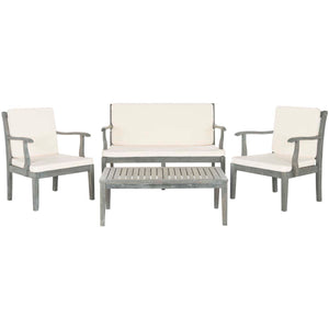 Safavieh Del Mar 4 Pc Outdoor Set - Ash Grey/Beige