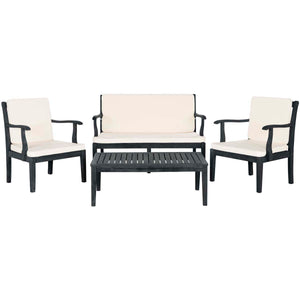 Safavieh Del Mar 4 Pc Outdoor Set - Dark Slate Grey/Beige