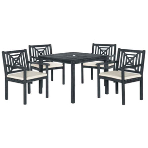 Safavieh Del Mar 5 Pc Dining Set - Dark Slate Grey/Beige