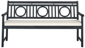 Safavieh Montclair 3 Seat Bench - Dark Slate Grey/Beige