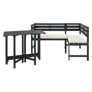 Safavieh Wilton Balcony Corner Lounge Set - Dark Slate Grey/Beige