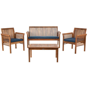 Safavieh Carson 4 Pc Outdoor Set - Natural/Navy