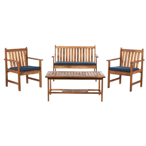 Safavieh Burbank 4 Pc Outdoor Set - Natural/Navy