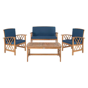 Safavieh Fontana 4 Pc Outdoor Set - Natural/Navy