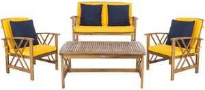 Safavieh Fontana 4 Pc Outdoor Set - Natural/Yellow