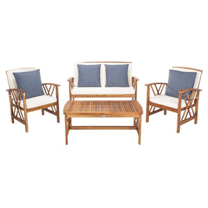 Safavieh Fontana 4 Pc Outdoor Set - Natural/Beige/Nvywht