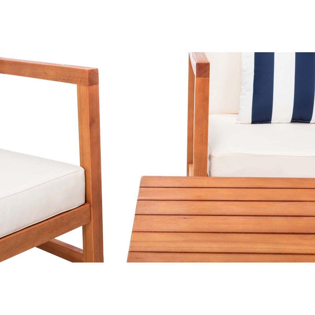 Safavieh Montez 4 Pc Outdoor Set With Accent Pillows - Natural/Beige/Nvywht