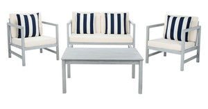 Safavieh Montez 4 Pc Outdoor Set With Accent Pillows - Grey/Beige