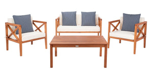 Safavieh Nunzio 4 Pc Outdoor Set With Accent Pillows - Natural/Beige