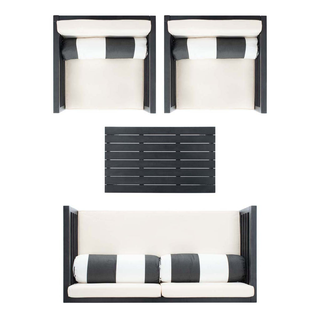 Safavieh Alda 4 Pc Outdoor Set With Accent Pillows - Black/Beige/Black;White
