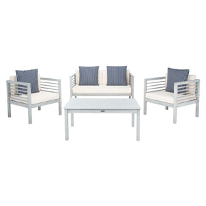 Safavieh Alda 4 Pc Outdoor Set With Accent Pillows - Grey/Beige