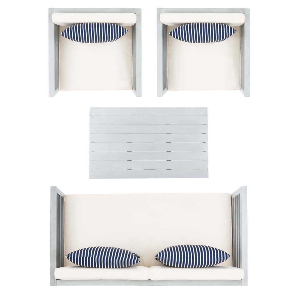 Safavieh Alda 4 Pc Outdoor Set With Accent Pillows - Grey/Beige